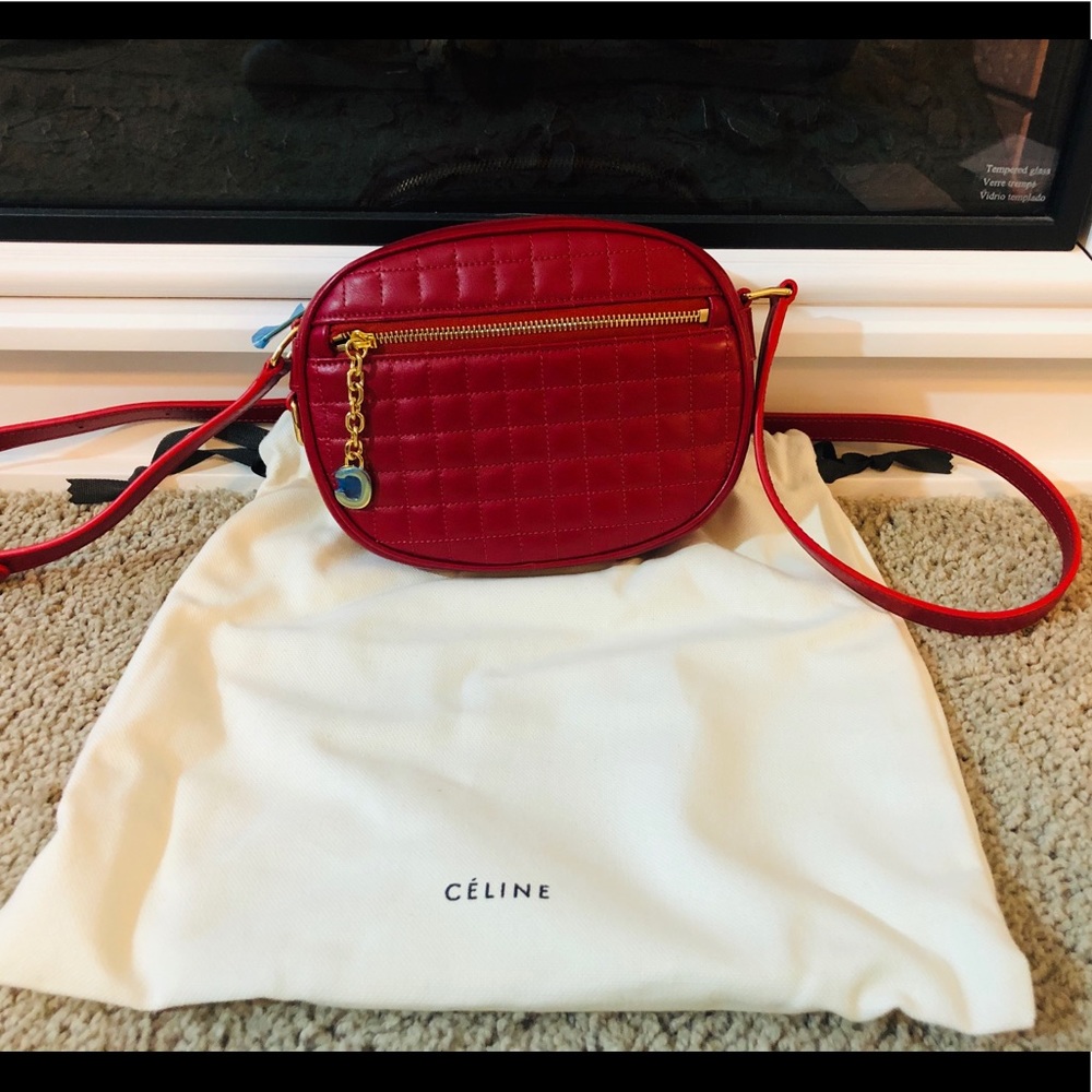 Sold Celine small quilted c charm bag red. NWT